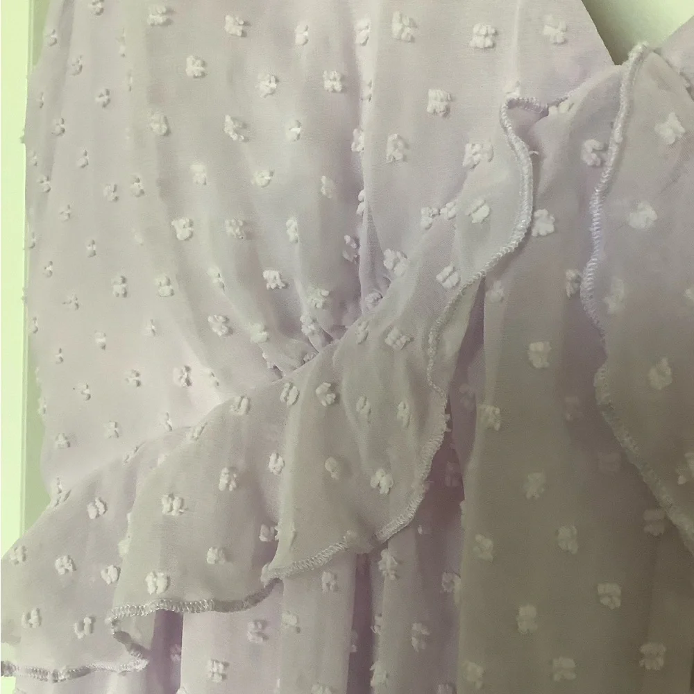 🌸💕Francesca's Collections Purple Ruched Ruffled Sundress🥰👗🥂 - Picture 5 of 7